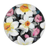スイセンの花が付いている優雅パターン カッティングボード (正面)