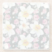 スイセンの花が付いている優雅パターン ガラスコースター (裏面)