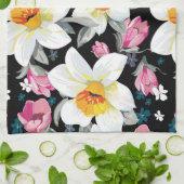 スイセンの花が付いている優雅パターン キッチンタオル (折り畳み)