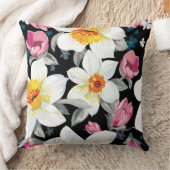 スイセンの花が付いている優雅パターン クッション (ブランケット)