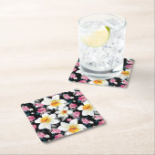 スイセンの花が付いている優雅パターン スクエアペーパーコースター (インサイチュ)