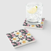 スイセンの花が付いている優雅パターン ストーンコースター (横)