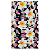 スイセンの花が付いている優雅パターン スモールペーパーバッグ (裏面)