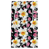 スイセンの花が付いている優雅パターン スモールペーパーバッグ (正面)