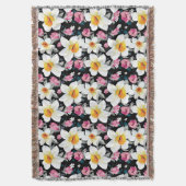 スイセンの花が付いている優雅パターン スローブランケット (正面縦)