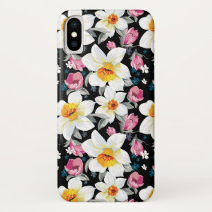 スイセンの花が付いている優雅パターン iPhone X ケース