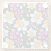 スイセンの花2が付いている優雅パターン ガラスコースター (裏面)