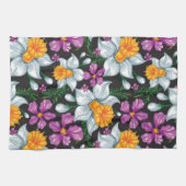 スイセンの花2が付いている優雅パターン キッチンタオル (横)