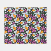 スイセンの花2が付いている優雅パターン フリースブランケット (正面(横))