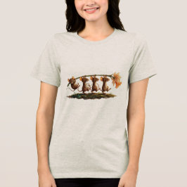 スイセンを持つ気まぐれなネズミの線画 トライブレンドTシャツ