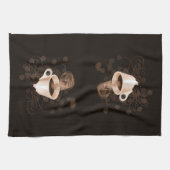 スイッシュと豆が入ったコーヒーカップ キッチンタオル (横)