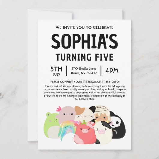 スイッシュマロ 誕生日パーティー 招待状 (正面)