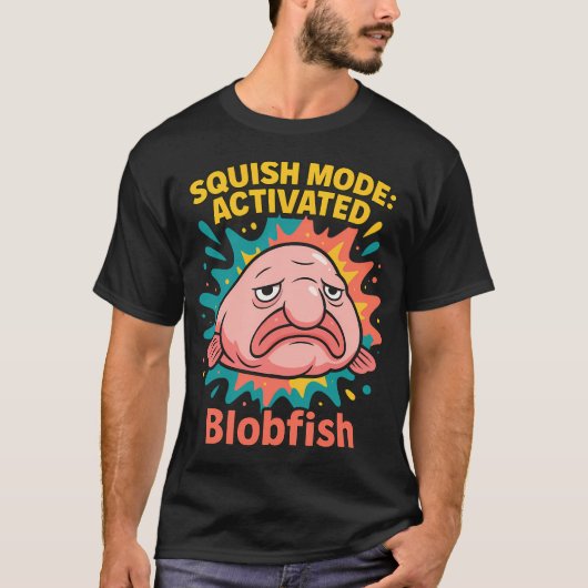 スイッシュモード起動 - かわいいblobfishのキャラクター tシャツ (正面)