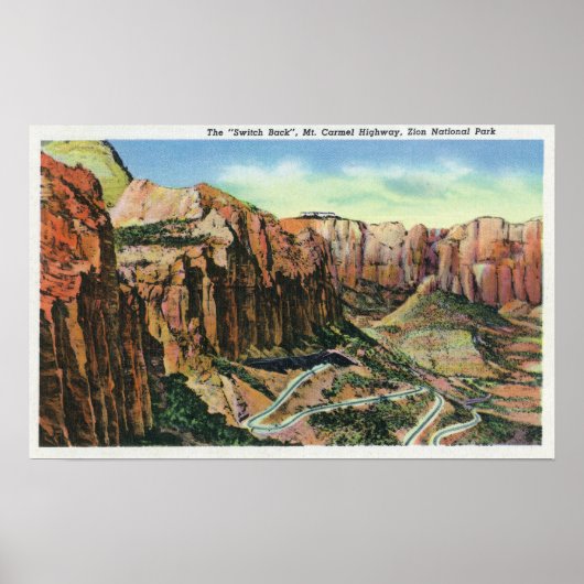 スイッチバックのビュー、カーメル山ハイウェイ ポスター (正面)