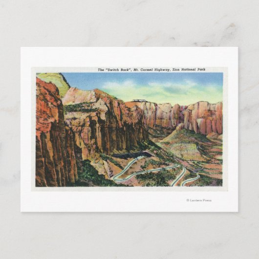 スイッチバックのビュー、カーメル山ハイウェイ ポストカード (正面)