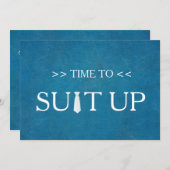 スイットアップ·ブルー·チョークボード·レッド·タイ 招待状 (正面/裏面)