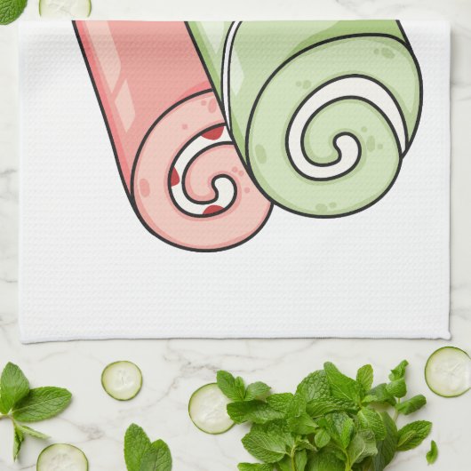 スイッ転が転がクの漫画イラストレーション キッチンタオル (折り畳み)