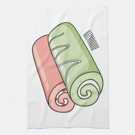 スイッ転が転がクの漫画イラストレーション キッチンタオル (縦)