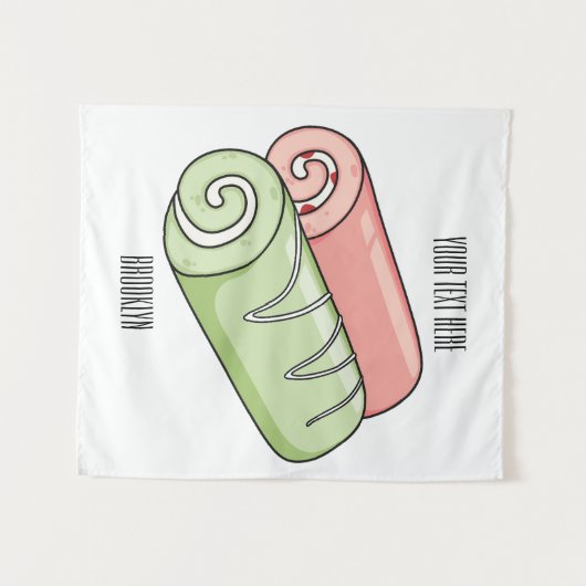 スイッ転が転がクの漫画イラストレーション タペストリー (正面(横))