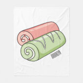 スイッ転が転がクの漫画イラストレーション フリースブランケット (正面)