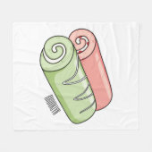 スイッ転が転がクの漫画イラストレーション フリースブランケット (正面(横))