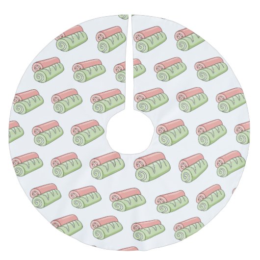 スイッ転が転がクの漫画イラストレーション ブラッシュドポリエステルツリースカート (正面)