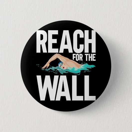 スイミおもしろいングチーム泳ぐ人引用文 缶バッジ (正面)