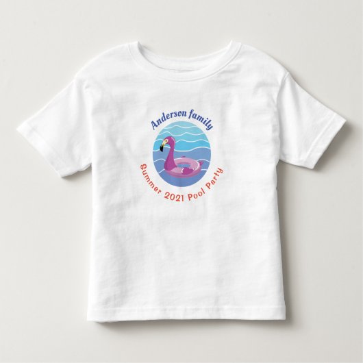 スイミパーソナライズされたングプールパーティー トドラーTシャツ (正面)