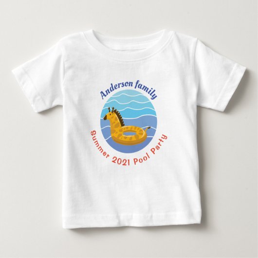 スイミパーソナライズされたングプールパーティー ベビーTシャツ (正面)