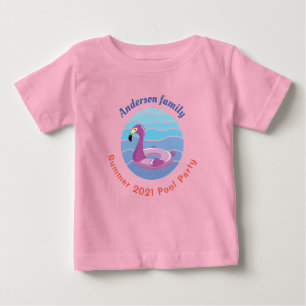 スイミパーソナライズされたングプールパーティー ベビーTシャツ