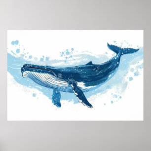 スイミングの青クジラ ポスター