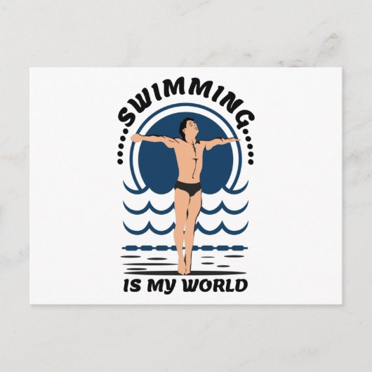 スイミングは私の世界 – 泳ぐ人でSpeedo ポストカード (正面)