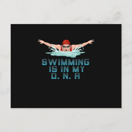 スイミングは私のDNAスイミングオーバーおもしろい泳ぐ人 案内ポストカード (正面)