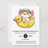 スイミングアクソロトルおもしろい誕生日 招待状 (正面)