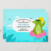 スイミングアリゲーターバースデーパーティー 招待状 (正面/裏面)