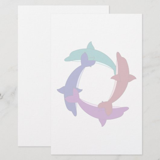 スイミングイルカ 便箋 (正面/裏面)