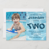 スイミングウォーターベビー写真2nd誕生日パーティー 招待状 (正面)