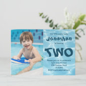 スイミングウォーターベビー写真2nd誕生日パーティー 招待状 (スタンド正面)