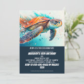 スイミングウミガメバースデーパーティ招待状 招待状 (スタンド正面)