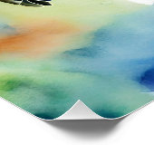 スイミングウミガメ抽象芸術水彩 ポスター (コーナー)