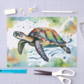 スイミングウミガメ抽象芸術水彩 薄葉紙 (クラフト)