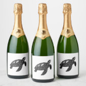 スイミングエレガントオールドウォータータートルコピー スパークリングワインラベル (ボトル)