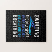 スイミングオンリースポーツここでコーチ泳ぐ人ギフト ジグソーパズル (横)