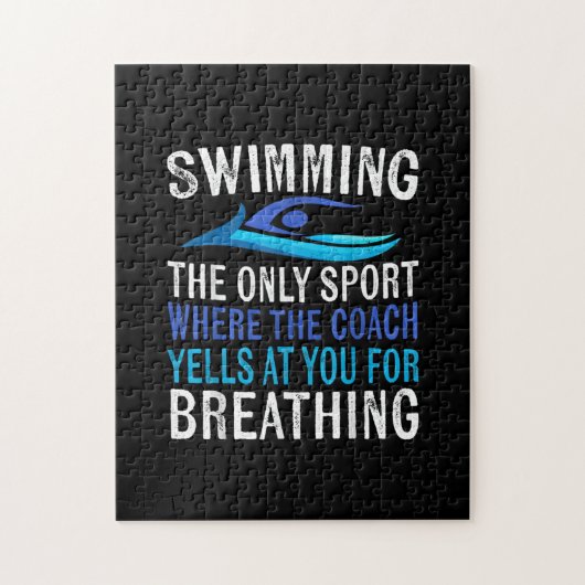 スイミングオンリースポーツここでコーチ泳ぐ人ギフト ジグソーパズル (縦)