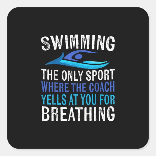 スイミングオンリースポーツここでコーチ泳ぐ人ギフト スクエアシール (正面)