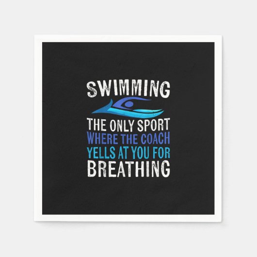 スイミングオンリースポーツここでコーチ泳ぐ人ギフト スタンダードカクテルナプキン (正面)