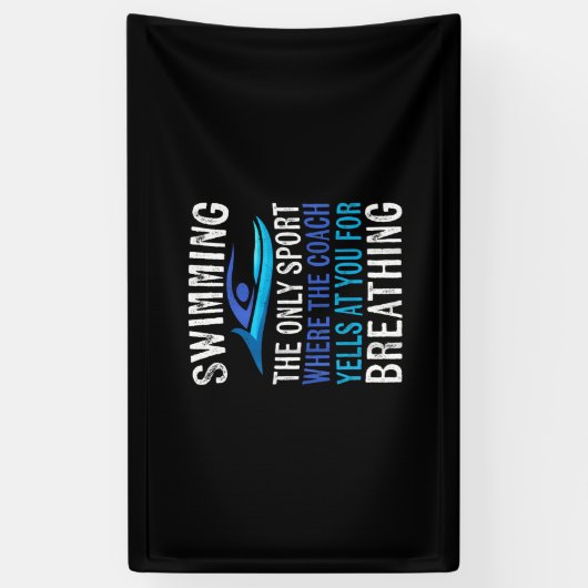 スイミングオンリースポーツここでコーチ泳ぐ人ギフト 横断幕 (縦)