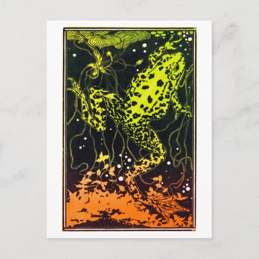スイミングカエルbyジュリー・デ・グラグヴィンテージアート ポストカード (正面)