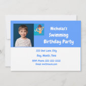 スイミングカスタム誕生日パーティーの招待状 招待状 (裏面)