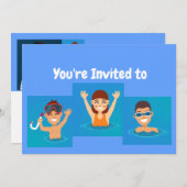 スイミングカスタム誕生日パーティーの招待状 招待状 (正面/裏面)